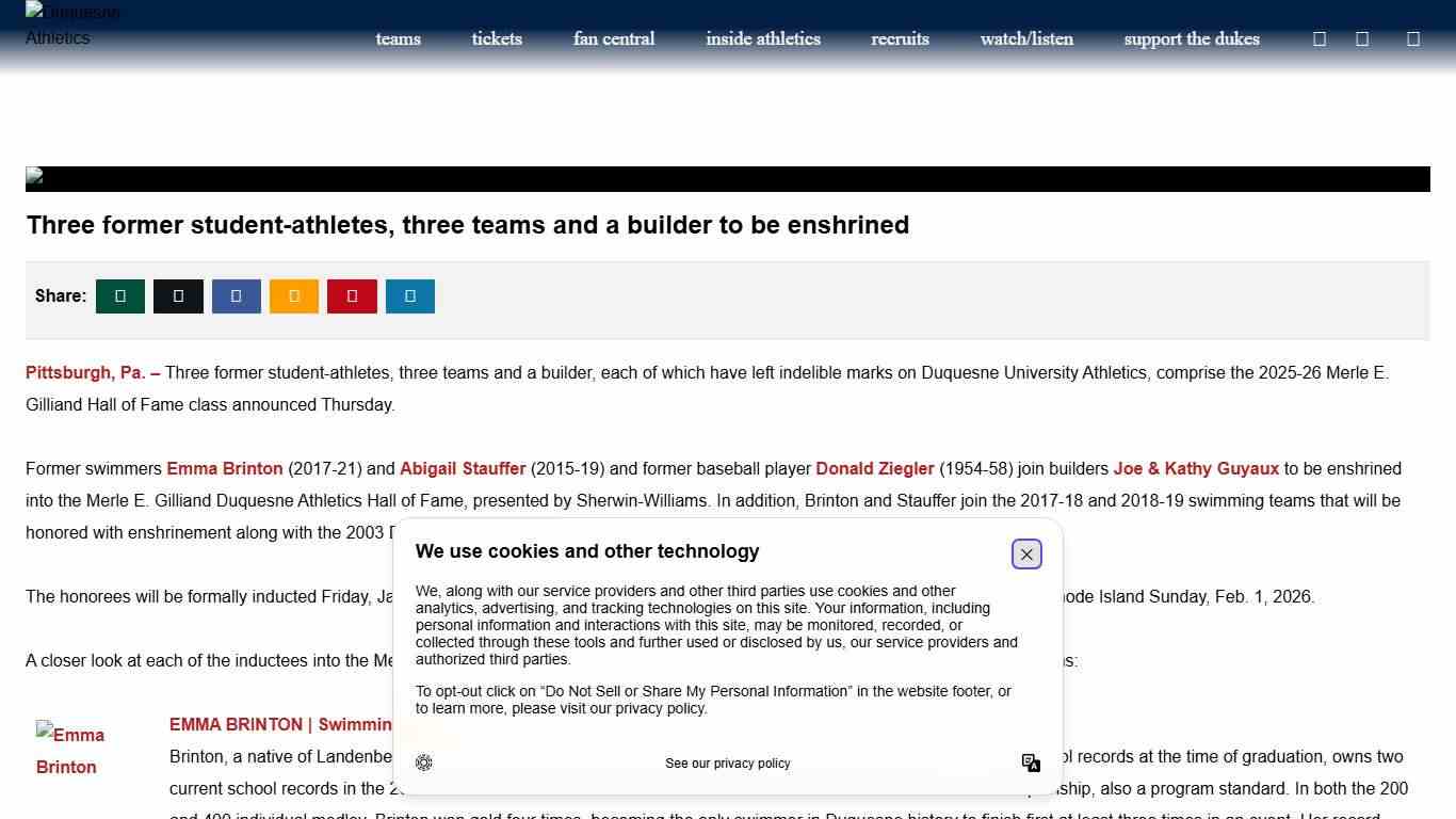 Duquesne Announces Class of 2026 into Athletics Hall of Fame - Duquesne University Athletics