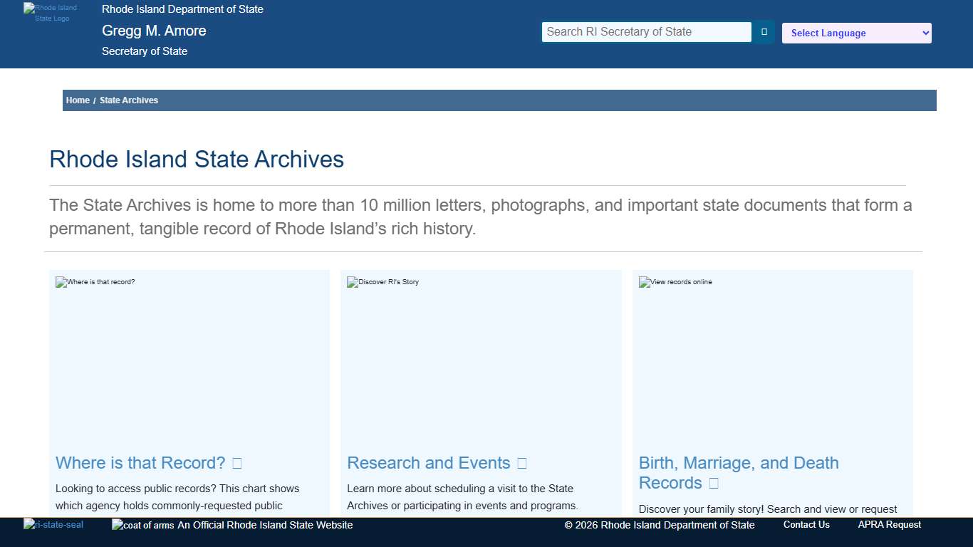 State Archives - Rhode Island - Gregg M. Amore